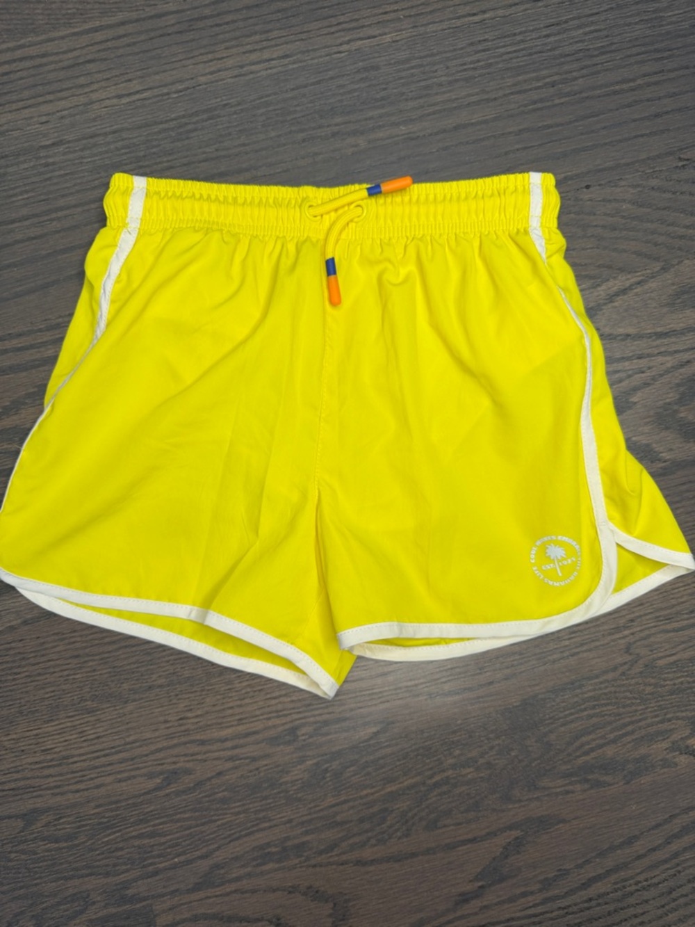 Zara Bright Yellow Kids Swim Shorts with White Trim